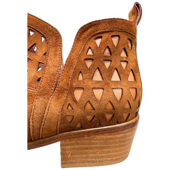 Cecelia New York Catherine Perforated Chestnut Suede Booties - Picture 4 of 11